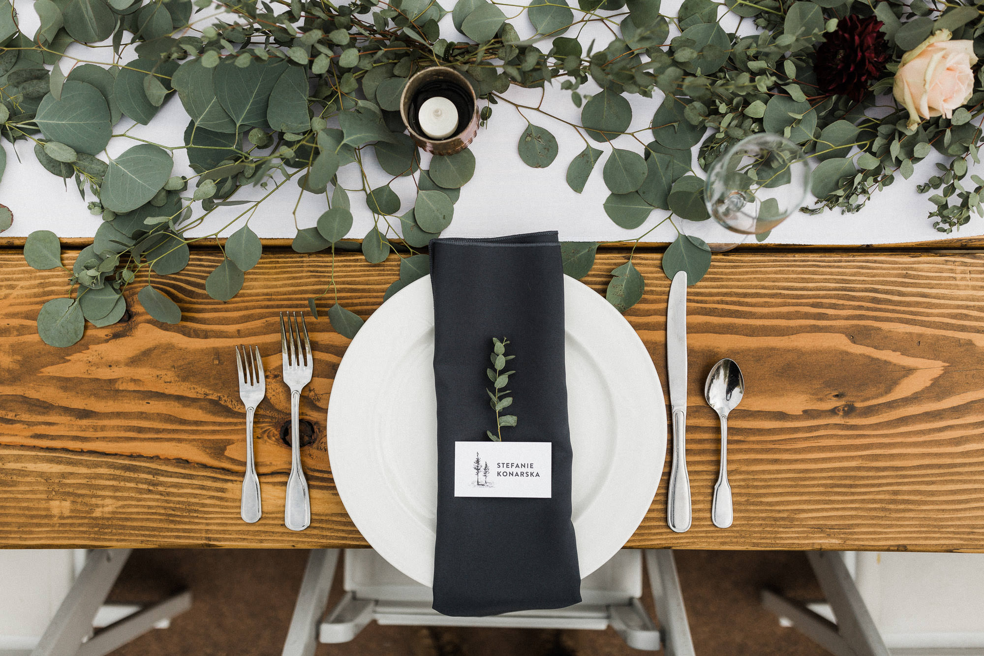 A table setting with greens at Broken Top Club in Bend, Oregon