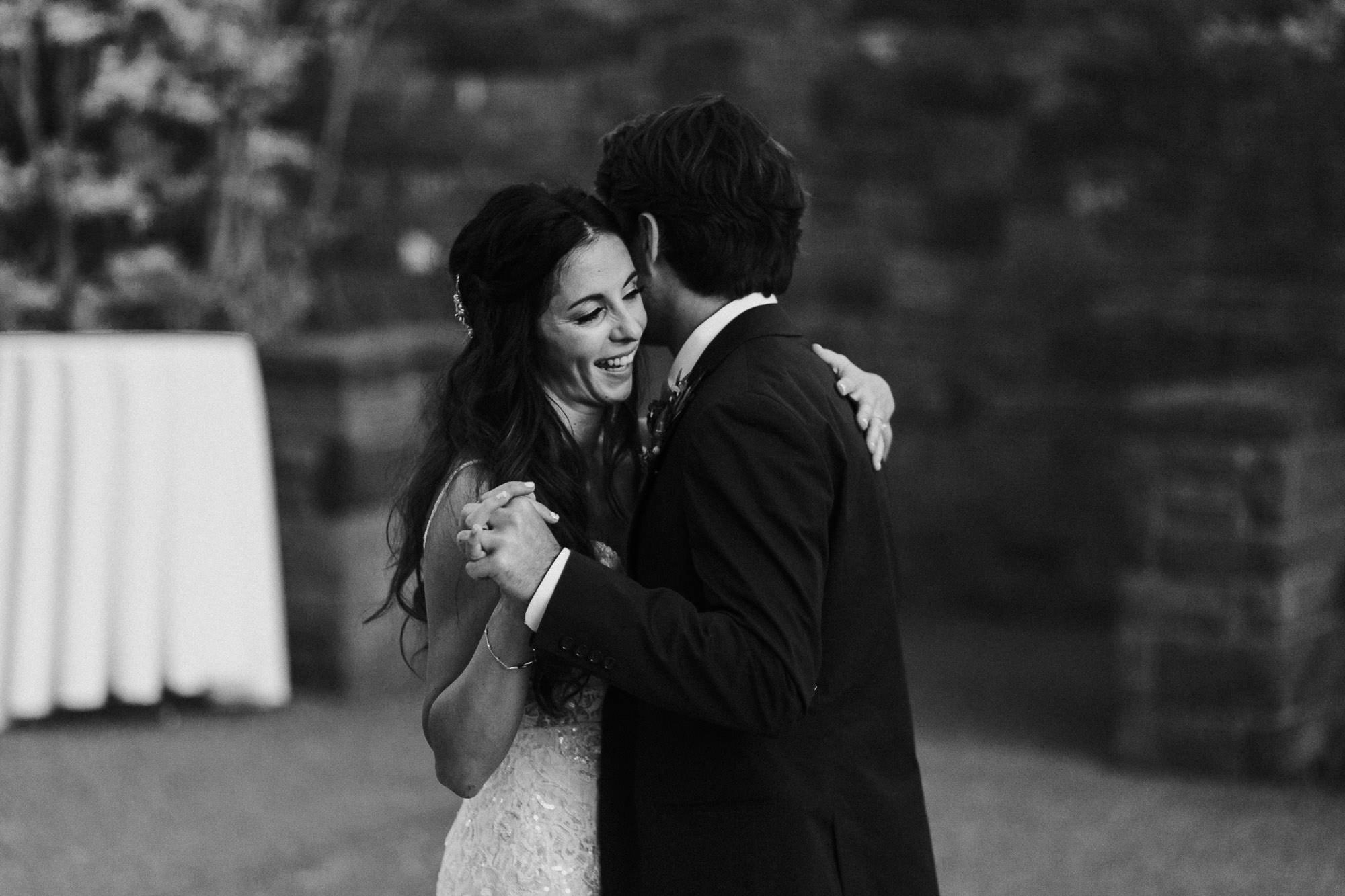 Bride and groom share first dance at Broken Top Club in Bend, Oregon