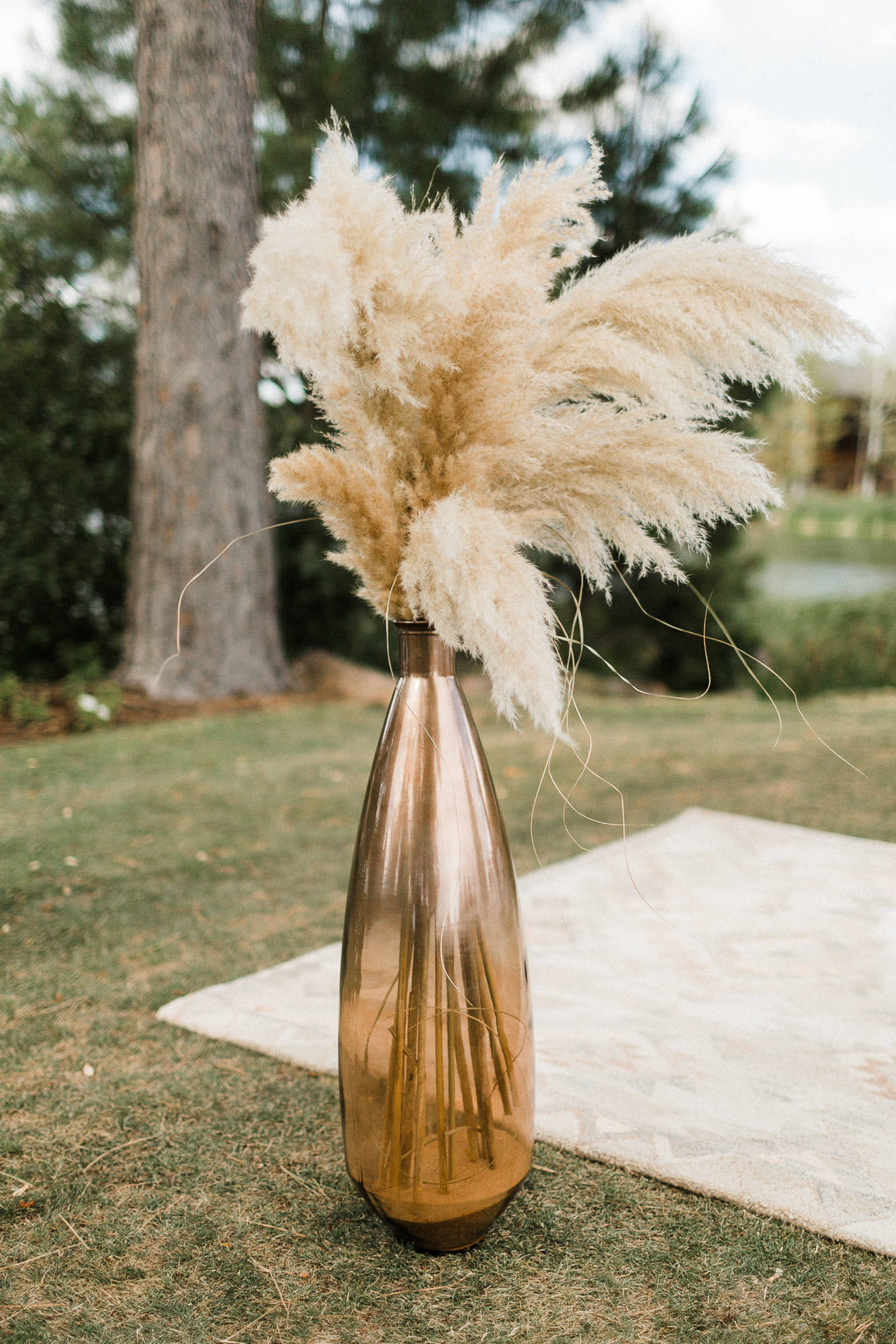 Detail of floral decoration at wedding ceremony at Broken Top Club in Bend, Oregon
