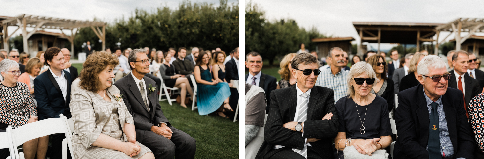 Wedding guests watch the ceremony at Mt. View Orchards.