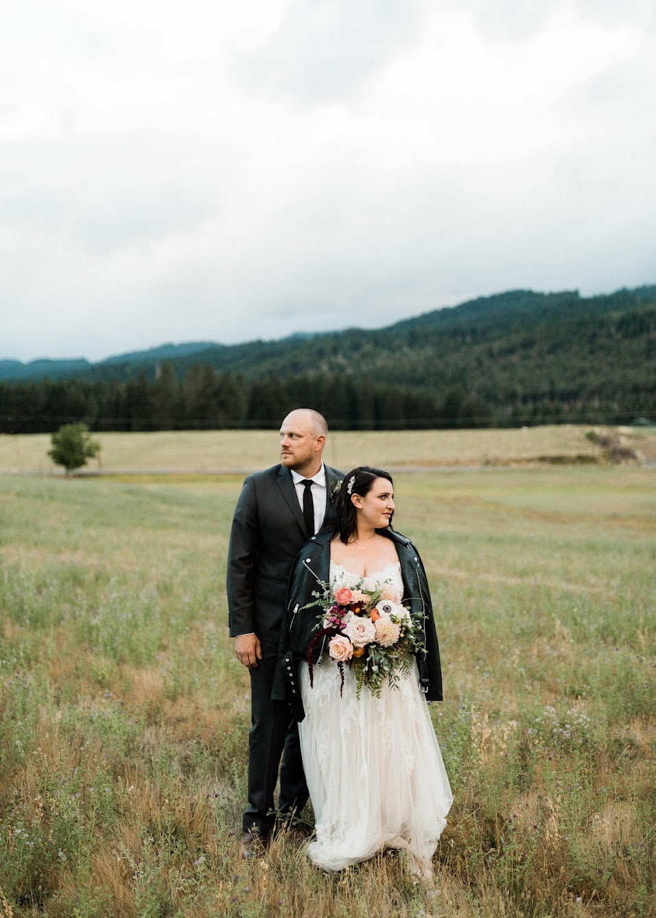 couple looking aways from each other 