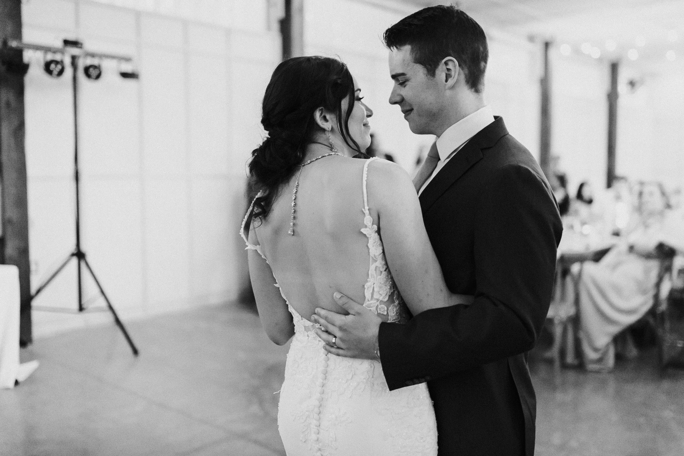 Bride and groom share their first dance
