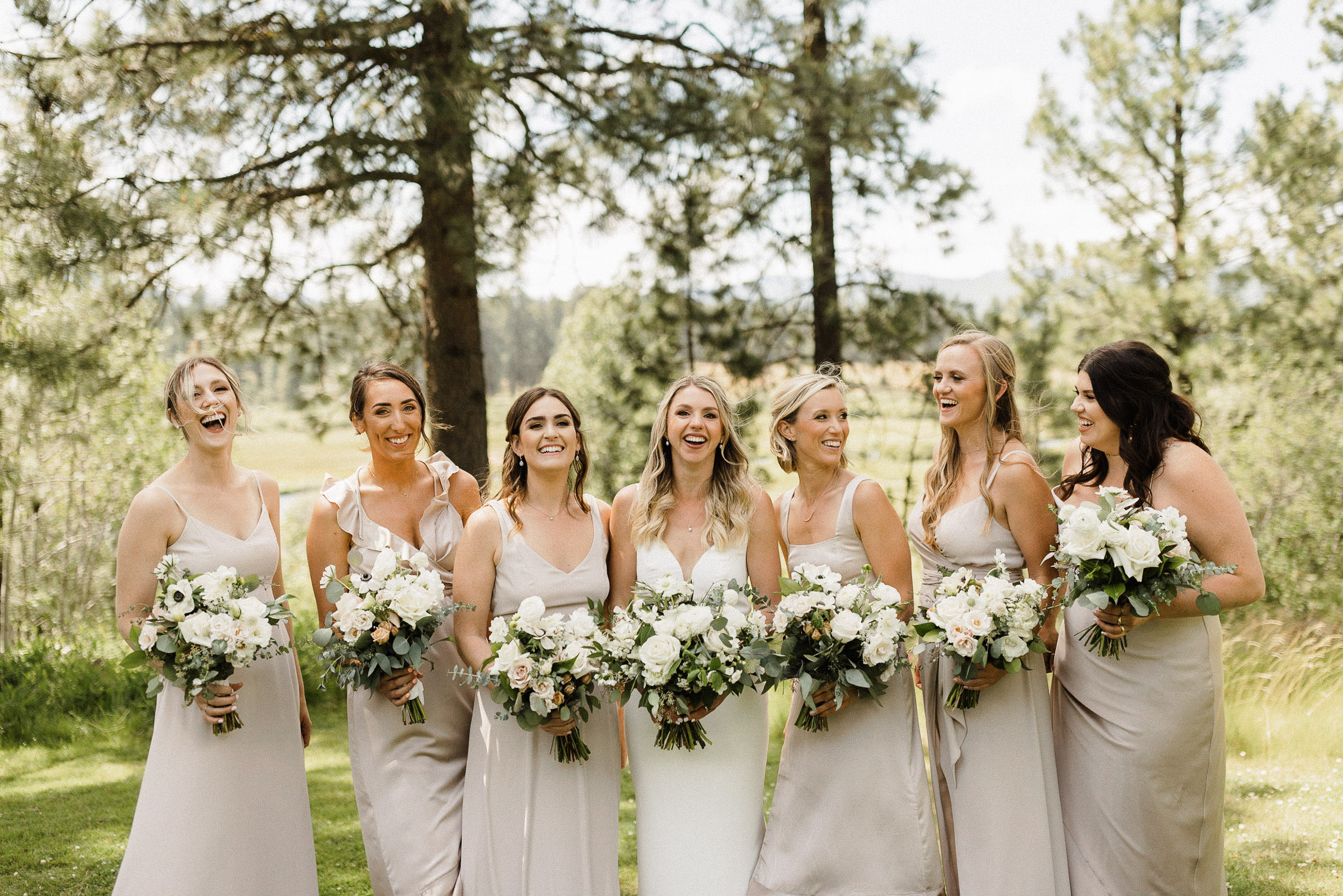 Bridesmaids laughing 