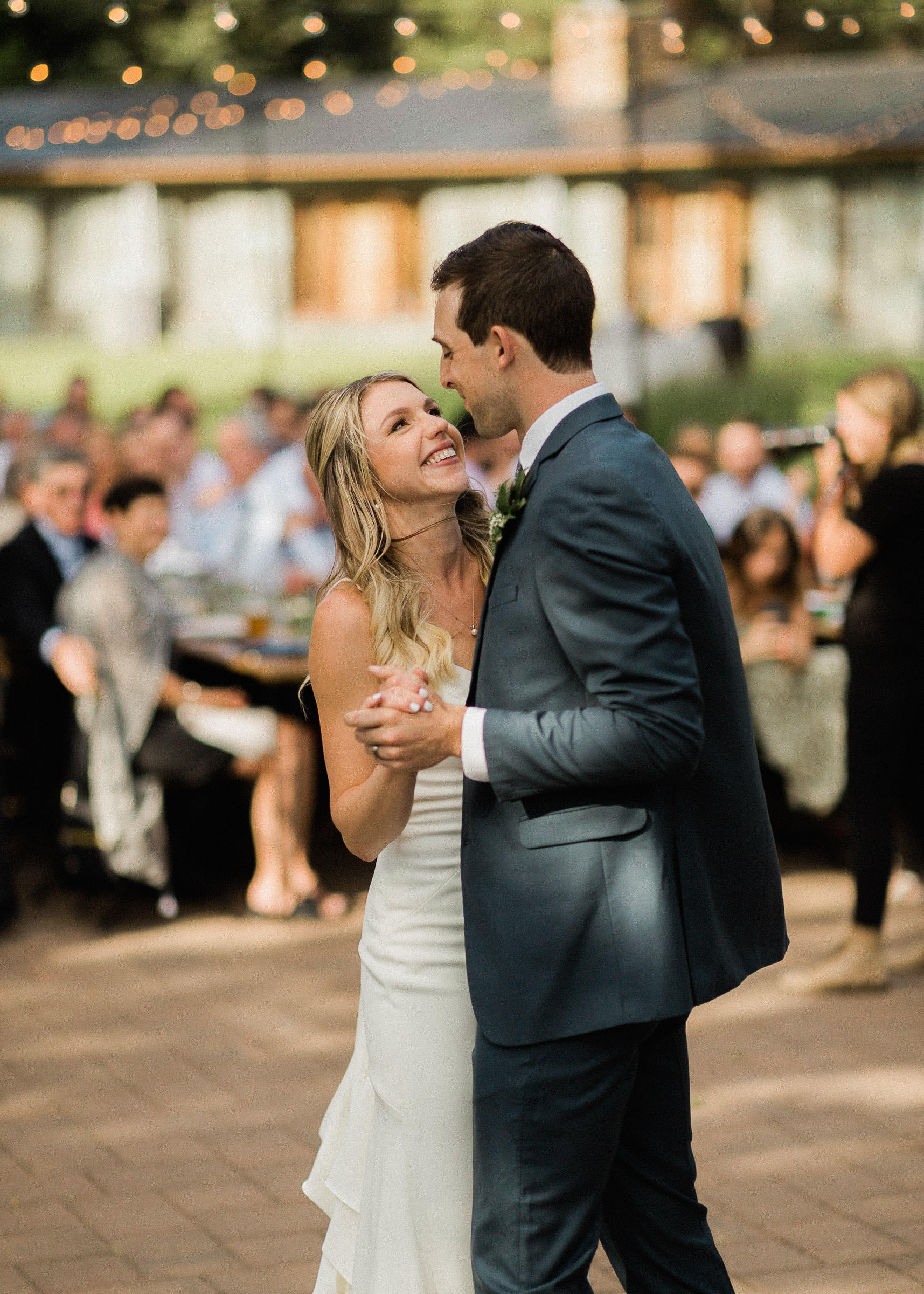 Bride and groom share their first dance