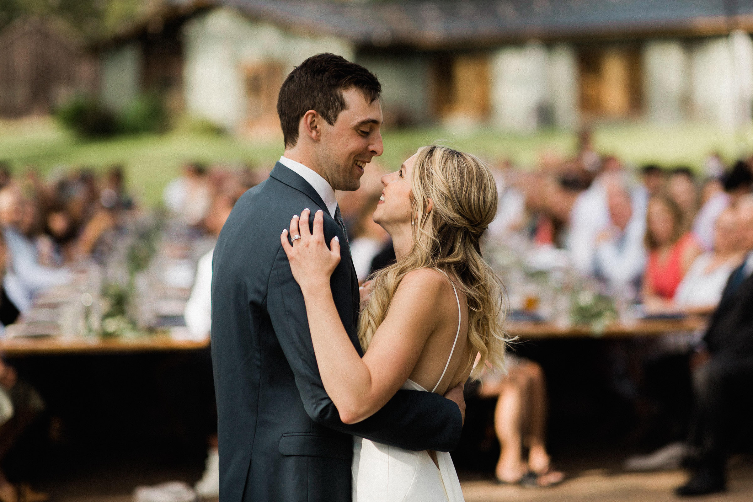 Bride and groom share their first dance