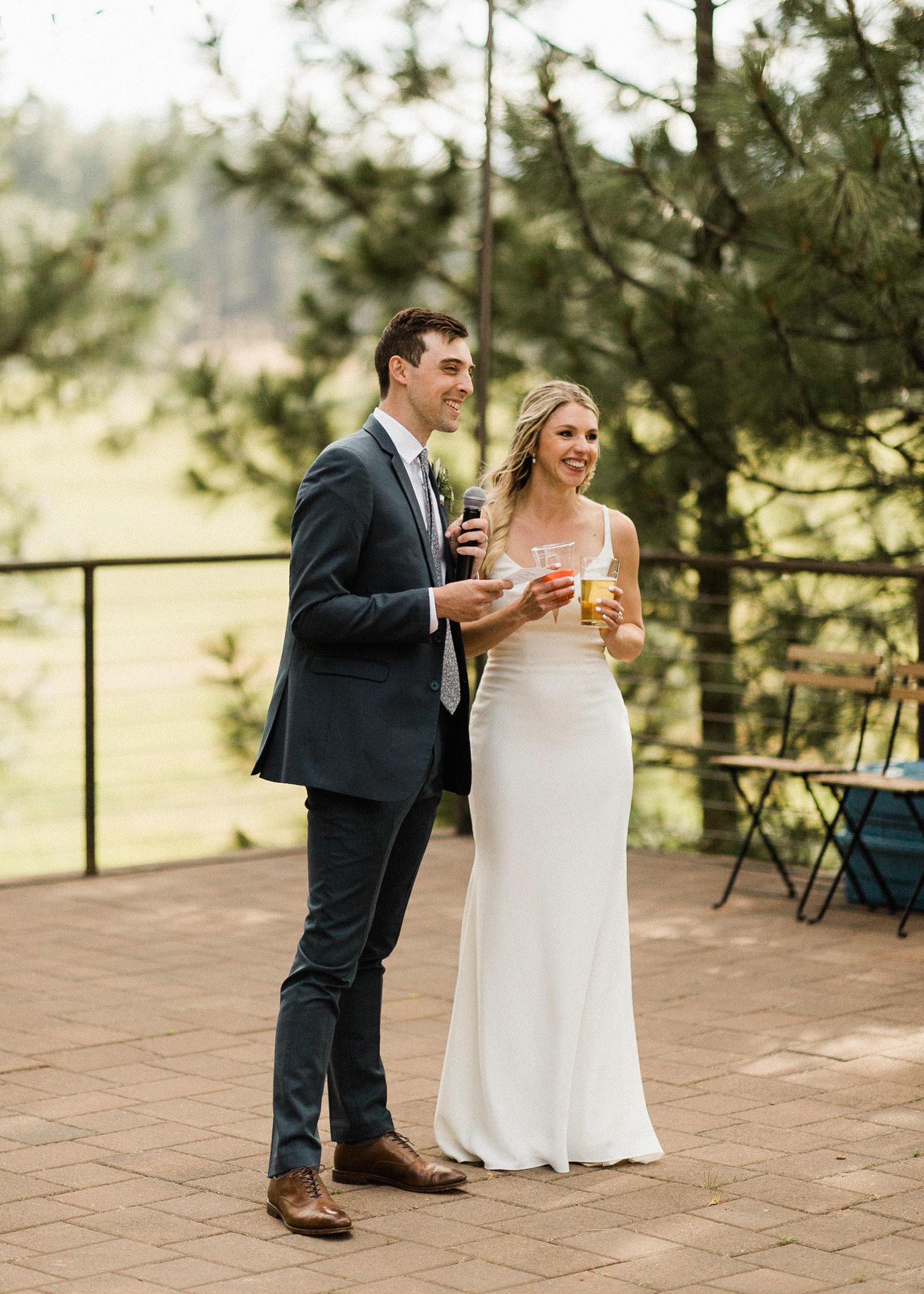 Bride and groom thank their guests 