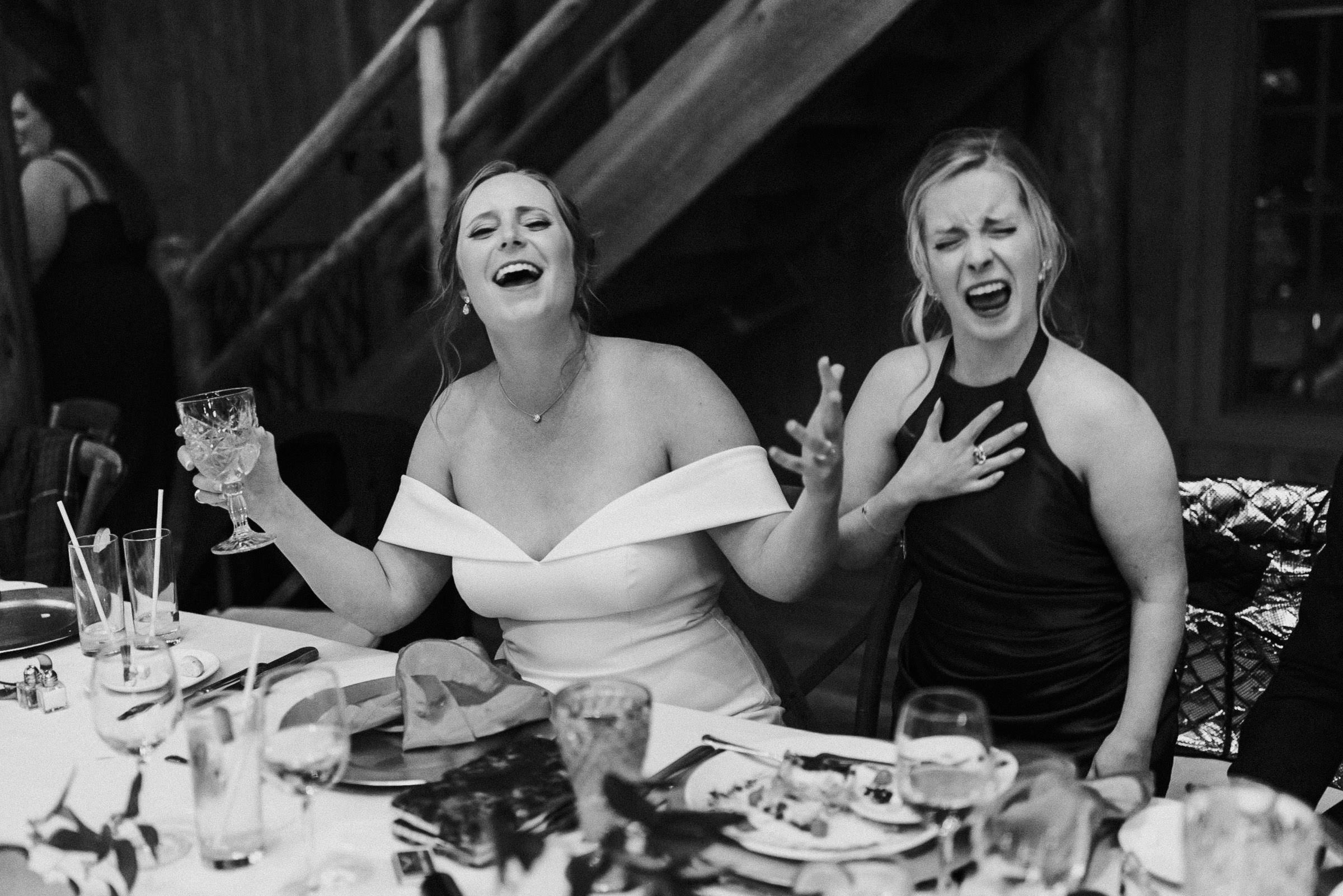 Bride and her sister sing along to a song together